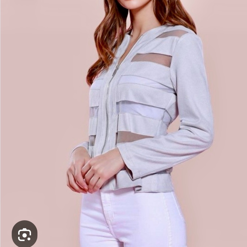 Dolce Cabo White and Gray Leather Jacket